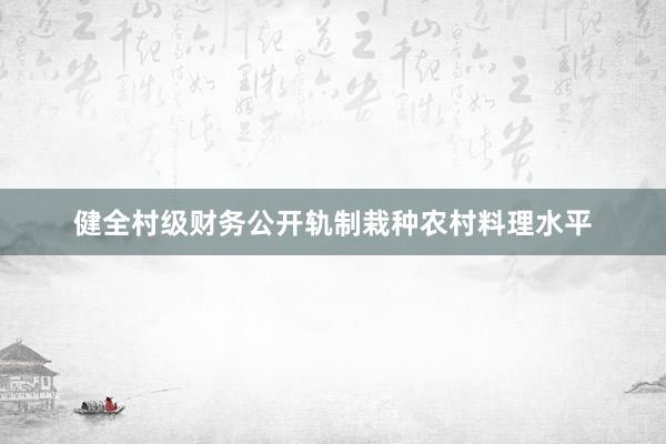 健全村级财务公开轨制栽种农村料理水平