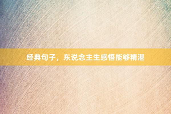 经典句子，东说念主生感悟能够精湛